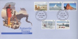 Polaire Australien, N° 63 à 67 (vues Du Territoire) Obl. Premier Jour Macquarie Le 23 OCT 84 Sur FDC Antarctic Scènes - Lettres & Documents