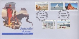 Polaire Australien, N° 63 à 67 (vues Du Territoire) Obl. Premier Jour Davis Le 1 FEB 85 Sur FDC Antarctic Scènes - Covers & Documents