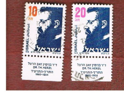 ISRAELE (ISRAEL)  - SG 973.974  - 1986  T. HERZL (2 DFFERENT WITH LABELS)    - USED ° - Oblitérés (avec Tabs)