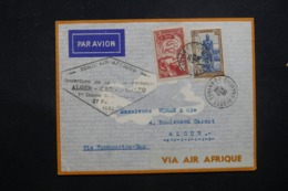 SOUDAN - Enveloppe Du  1er Vol Retour Alger / Gao / Bamako En 1938, Affranchissement Plaisant - L 42828 - Lettres & Documents