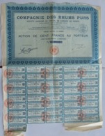 Action  De 100 Francs De La Compagnie Des RHUMS PURS, 14 Janvier 1930 - Andere & Zonder Classificatie