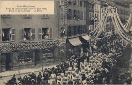 1912 FRANCIA - TARARE , T.P. SIN CIRCULAR ,  FÉTES DE GYMNASTIQUE , GIMNASIA , LA MADELEINE , LE DÉFILÉ - Gymnastiek