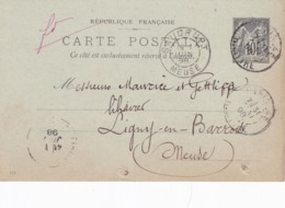Carte Sage 10 C Noir G10 Oblitérée Repiquage Librairie Larousse - Overprinter Postcards (before 1995)