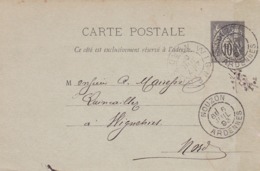 Carte Sage 10 C Noir G8 Oblitérée Repiquage Soret - Cartoline Postali Ristampe (ante 1955)