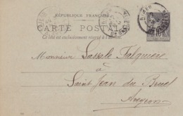 Carte Sage 10 C Noir G11 Oblitérée Repiquage Negre Bergeron Bruneton - Overprinter Postcards (before 1995)
