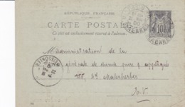 Carte Sage 10 C Noir G11 Oblitérée Repiquage Le Soudier - Cartoline Postali Ristampe (ante 1955)