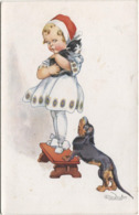 DACHSHUND / DACKEL Mit Katze Und Mädchen 1905 - Altre Illustrazioni