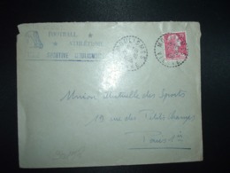 LETTRE TP M. DE MULLER 15F OBL. Tiretée 19-10 1956 MOULISMES VIENNE (86) FOOTBALL ATHLETISME ETOILE SPORTIVE - Other & Unclassified