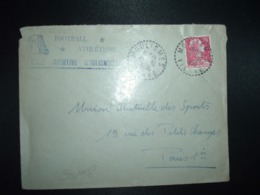 LETTRE TP M. DE MULLER 15F OBL. Tiretée 19-10 1956 MOULISMES VIENNE (86) FOOTBALL ATHLETISME ETOILE SPORTIVE - Otros & Sin Clasificación