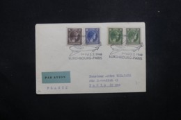 LUXEMBOURG - Enveloppe Par  1er Vol Luxembourg / Paris En 1948, Affranchissement Plaisant - L 42961 - Briefe U. Dokumente