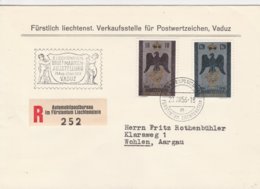 Liechtenstein Lettre Recommandée Vaduz Pour La Suisse 1956 - Cartas & Documentos