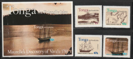 TONGA -  N°484/7 + Bloc N°1 **  (1981) Bateaux : Découverte De L'île Vava'u. - Tonga (1970-...)