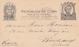 Cuba Entier Postal Pour La France 1916 - Covers & Documents