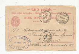 Entier Postal Sur Carte Postale, GENEVE , PARIS ,1900 , Haasenstein & Vogler ,Suisse - Entiers Postaux