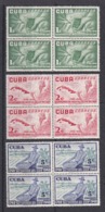 SERIE COMPLETA DE 3 BLOQUES DE CUBA DE 4 SELLOS BICENTENARIO CULTIVO DEL CAFE DEL AÑO 1948** (NUEVOS) - Nuovi