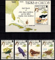 TURKS & CAICOS, Audubon,birds,vogels,vögel,oiseaux,pajaros,uccelli,aves, Yvert N°701/04+BF54 MNH, ** - Other & Unclassified