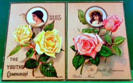 Lot De 4 CHROMOS CALENDRIER  1883 , FLEURS Et PETITES FILLES , 4 Advertising CARDS W CALENDAR , GIRLS & FLOWERS ,YOUTHS - Kleinformat : ...-1900