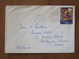 Ireland 1977 Cover Bre To England - Christmas Painting - Cartas & Documentos