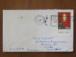 Ireland 1985 Cover Baile Atha To England - Christmas Candle - Elections Slogan - Storia Postale