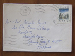 Ireland 1988 Cover Wis Corthaidh To England - Christmas Church Under Snow - Lettres & Documents