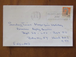 Ireland 1996 Cover Carraig Chubh A Cliath To England - Lismore Crosier - Blood Donors Slogan - Storia Postale