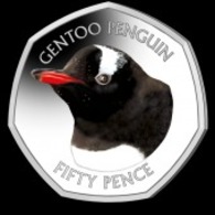 Falkland Island 50p Coin Gentoo Penguin Diamond Finish Uncirculated - Falkland
