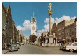 Straubing An Der Donau - Theresienplatz Mit Stadtturm U. Dreifaltigkeits-Säule - Straubing