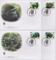 Central Africa 2015 Western Lowland Gorilla Set Of 4 FDC   WWF - Unused Stamps