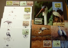 WWF Malawi 1987 Mi 477-480 Klunkerkranich Wattled Crane  Maxi Card FDC MNH ** #cover 4991 - Collections, Lots & Series