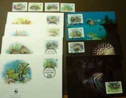 Antigua Barbuda 1987 Mi.1010-13 Fishes WWF  Marine Life, Corals Riff  Maxi Card FDC MNH ** #cover 4993 - Collections, Lots & Séries