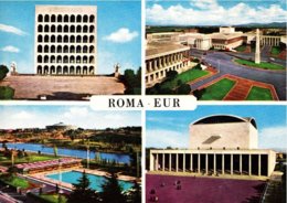 ROMA EUR - E.u.r. - 4 Vedute - Palazzo Della Civiltà - Piazzale Marconi - Piscina Delle Rose - Palazzo Dei Congressi - Mostre, Esposizioni