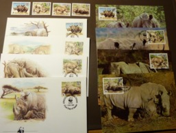 WWF Swaziland 1987  MiNr. 528-531 Nashörner Rhinoceros   Maxi Card FDC MNH ** #cover 4999 - Collections, Lots & Series