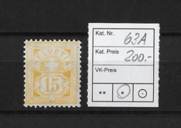 1882 - 1889 ZIFFERMUSTER (Faserpapier) → SBK-63A* (dünne Stelle Bei Der 5) - Unused Stamps