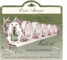 Etiquettes De Vin -B3718 -Rabold -68-Orschwihr  (Cru  Millésime, état;...se Référer Au  Scan)-Envoi Gratuit - Gewürztraminer