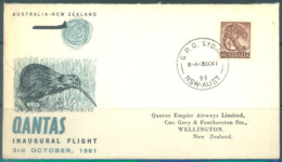 AUSTRALIA  - 3.10.1961 - QANTAS - INAUGURATION FLIGHT NEW ZEALAND -  Lot 20291 - Primeros Vuelos