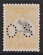 Australia 1918 Kangaroo 5/- Grey & Pale Yellow 3rd Wmk Perf OS MH - Variety - Mint Stamps