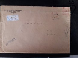 Island 1952 Mechanical Red Print 1020 Registered Mail From Reykjavik To Rome National Bank - Covers & Documents