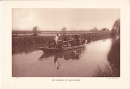 Grande Photo (Phototypie, Héliogravure) - F.M. 80 /  LES MARAIS DE SAINT-OMER / Barque, Cheval - Cliché DEFFONTAINES - Unclassified