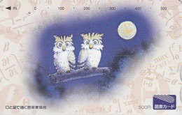 Carte Prépayée Japon - ANIMAL - OISEAU - HIBOU Chouette & Lune - OWL BIRD & Moon  - Japan Prepaid Tosho Card - 4298 - Owls