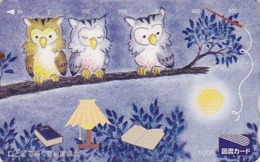 Carte Prépayée Japon - ANIMAL - OISEAU - HIBOU Chouette & Soleil - OWL BIRD & Sun  - Japan Prepaid Tosho Card - 4300 - Owls