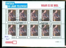 NEDERLAND * PERSOONLIJKE POSTZEGELS * ONTDEK 60 JAAR TELEVISIE JOHNNY DE MOL  * BLOK VAN 10 * POSTFRIS GESTEMPELD (265) - Timbres Personnalisés