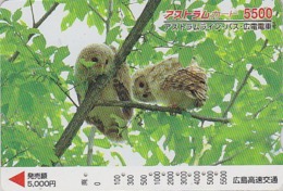 Carte Prépayée Japon - Animal - OISEAU - HIBOU / Chouette Hulotte - OWL BIRD Japan Prepaid Card - EULE VOGEL - FR 4312 - Owls