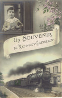 Un Souvenir De Vaux Sous Chevremont Gare Avec Train Vapeur 1913 - Chaudfontaine