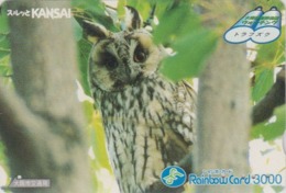 Carte Prépayée Japon - Animal -  Oiseau HIBOU - OWL Bird Japan Prepaid Rainbow Card - EULE - 4323 - Uilen
