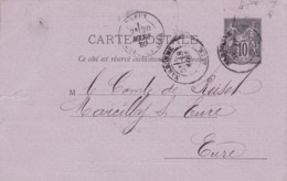 Carte Sage 10 C Noir G2 Oblitérée Repiquage Gerbaud - Cartoline Postali Ristampe (ante 1955)