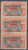 Oubangui Chari 63 ** En Bande De 3 Vertical - Unused Stamps