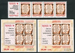 MACEDONIA 1996 Red Cross Week Tax Stamps And Blocks MNH / **.  Michel 84-88, Block 19A-B - Noord-Macedonië