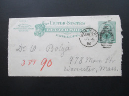 USA 1890 Letter Sheet Envelope New York - Worcester Mass Stempel Received Social Philately Dr. Oskar Bolza Mathematiker - Lettres & Documents