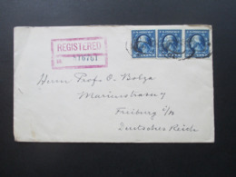 USA 1923 Einschreiben / Registered 5 Cents MeF Chicago - Freiburg I. B. Social Philately Dr. Oskar Bolza Mathematiker - Briefe U. Dokumente