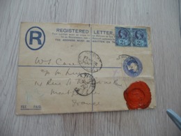 Graet Britain England Registred Letter Two Old Stamps London For Montpellier 1907 - Marcofilia